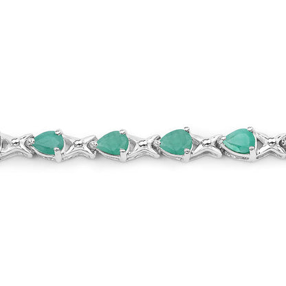 3.08 Carat Genuine Emerald .925 Sterling Silver Bracelet  DestGlow