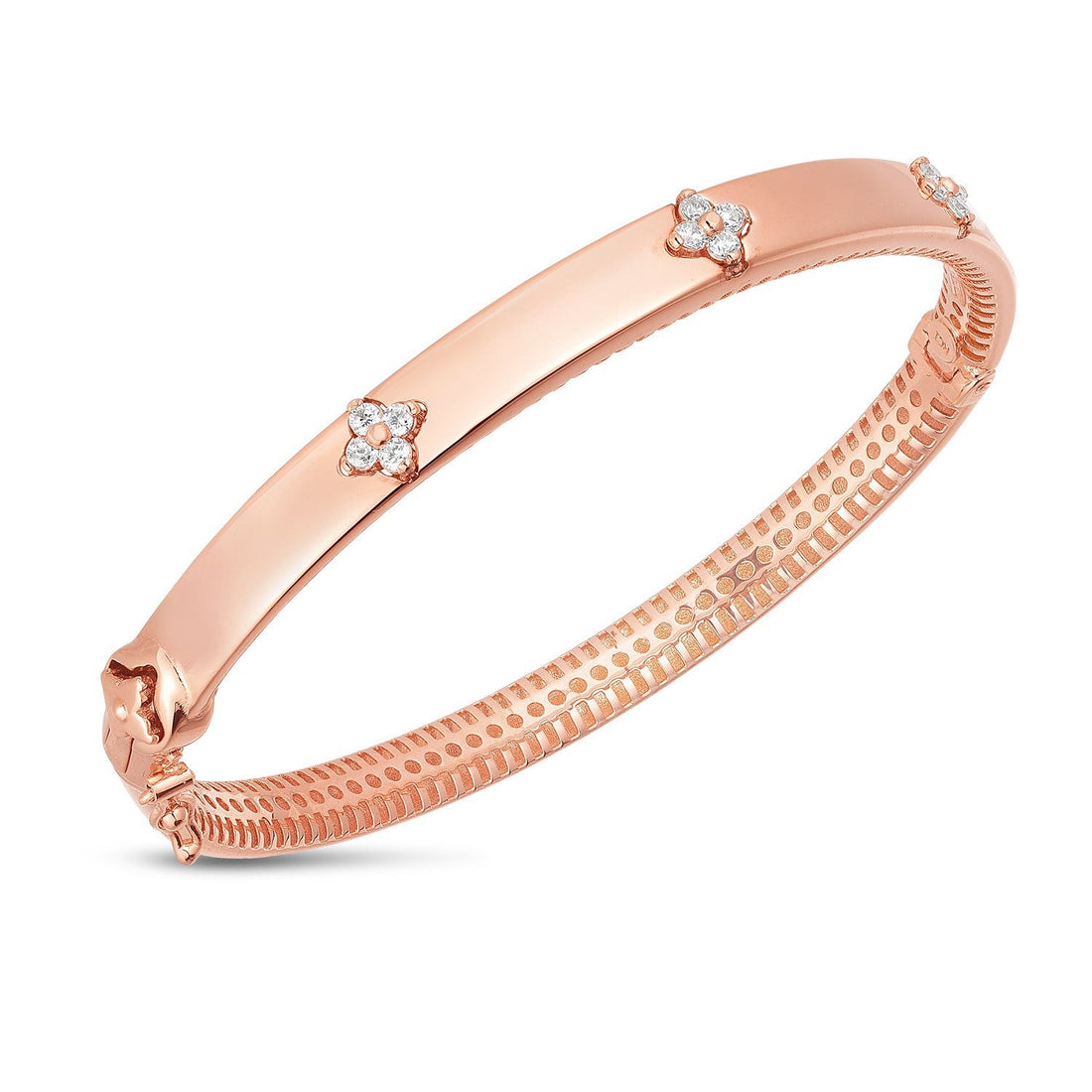 14k Rose Gold Trilogy Diamond Bangle (5.40 mm) by Bids.com