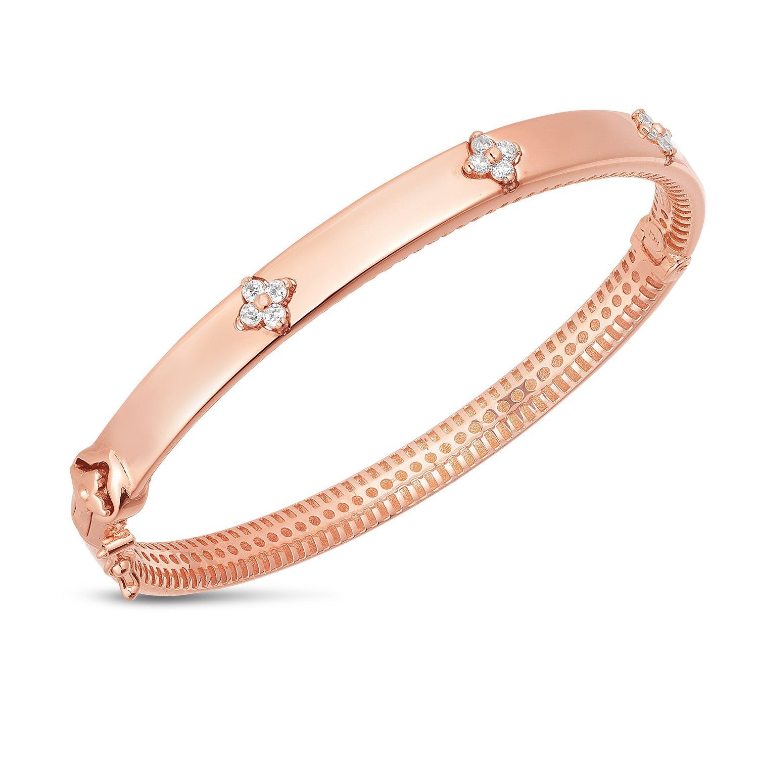 14k Rose Gold Trilogy Diamond Bangle (5.40 mm) by Bids.com