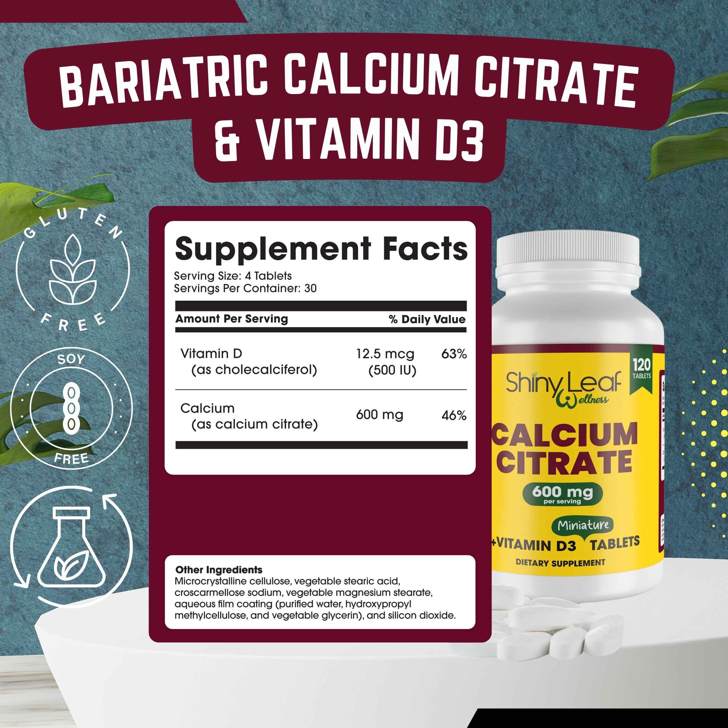 Bariatric Calcium Citrate Minis 600mg Tablets with Vitamin D3
