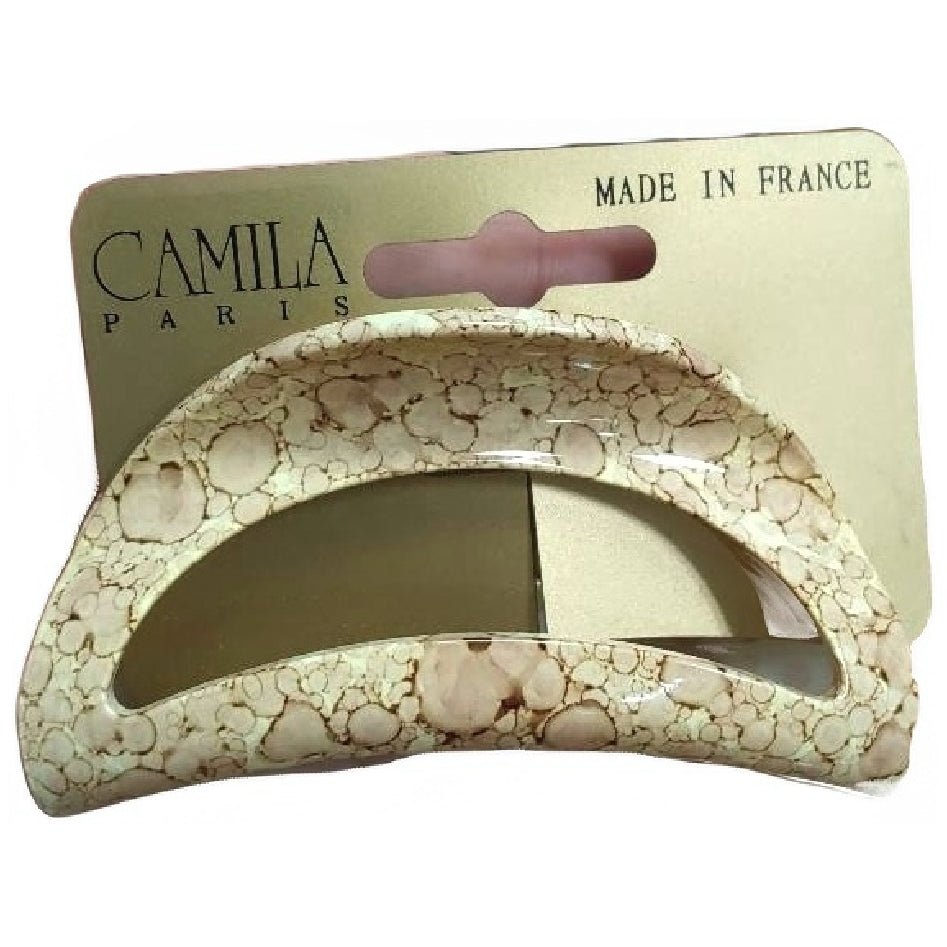 Camila Paris Cream Marble Curved Claw Clip, Handmade in France