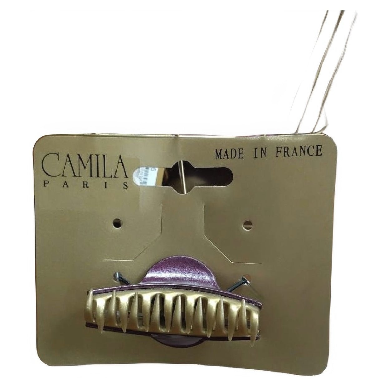 Camila Paris Gold &amp; Plum Metallic Claw Clip, Handmade in France