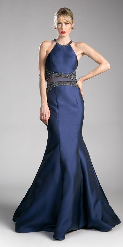 Cinderella Divine CB0023 Two-Piece Mermaid Gown Halter Crop Top by DiscountDressShop