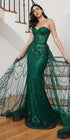 Cinderella Divine CB095 Strapless Lace Fitted Gown with Over Skirt - DestGlow