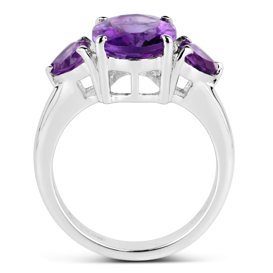 4.06 Carat Genuine Amethyst .925 Sterling Silver Ring  DestGlow