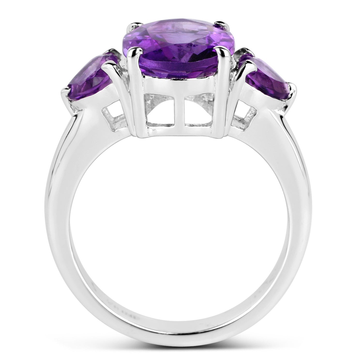 4.06 Carat Genuine Amethyst .925 Sterling Silver Ring  DestGlow