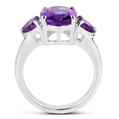 4.06 Carat Genuine Amethyst .925 Sterling Silver Ring  DestGlow