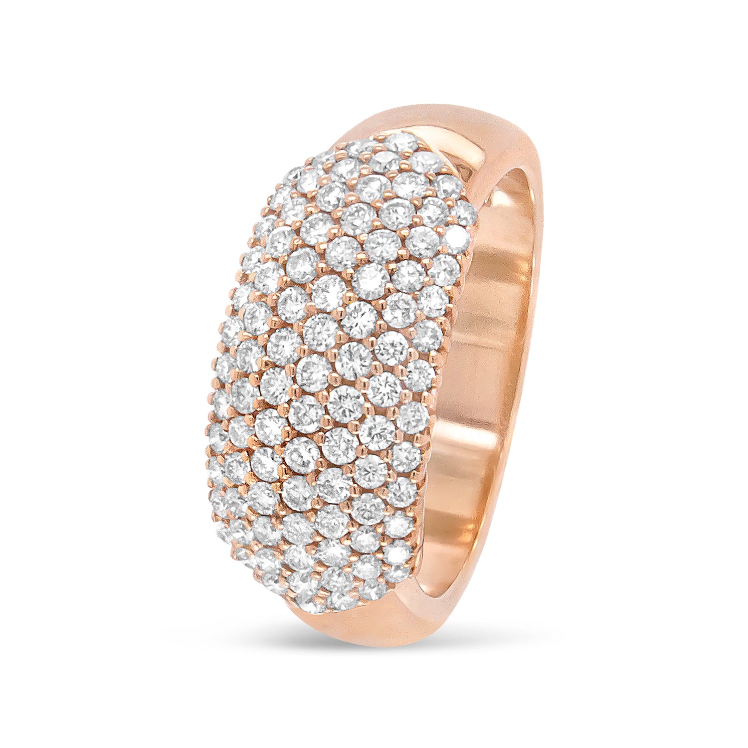 18K Rose Gold 1.00 Cttw Diamond Multi Row Dome Band Ring (F-G Color, VS1-VS2 Clarity) - Ring size 7 by Bids.com