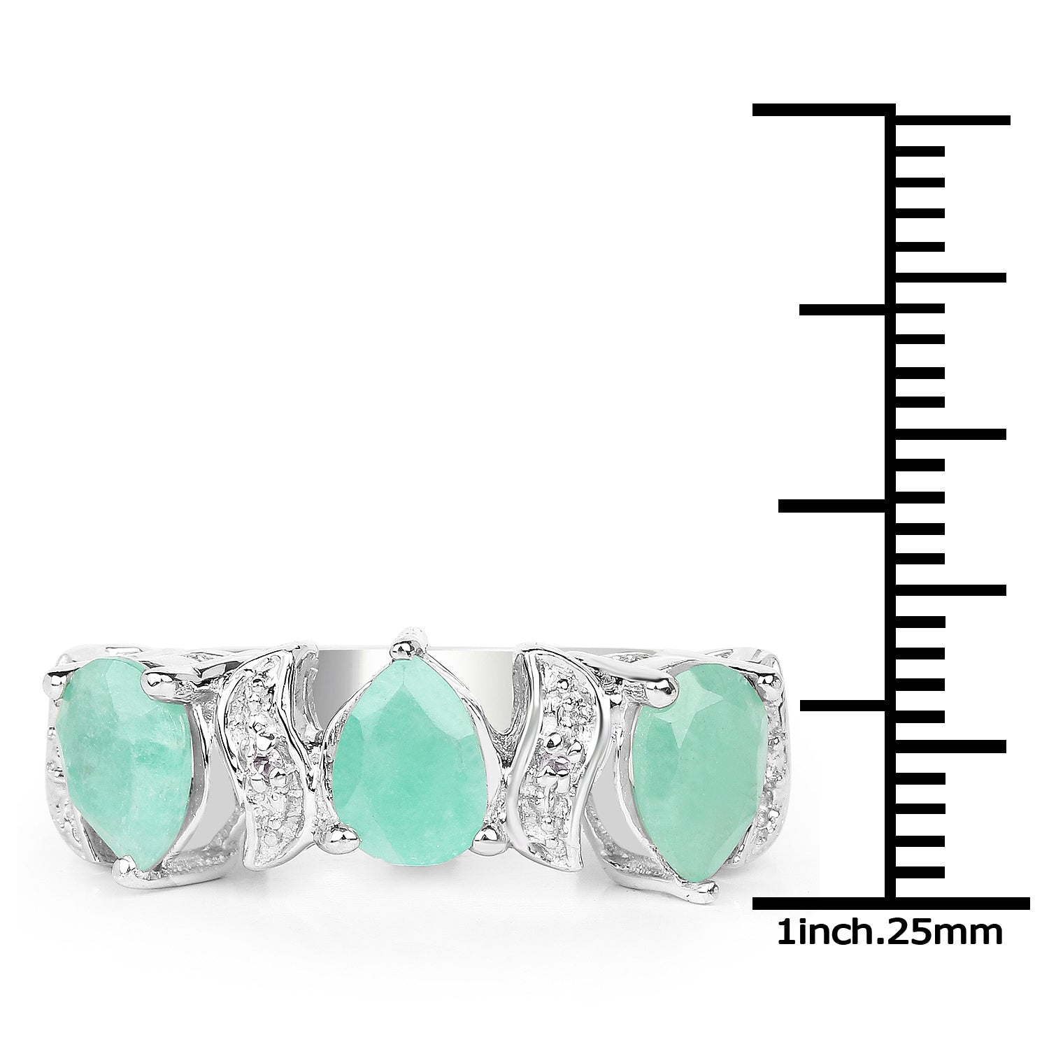 1.87 Carat Genuine Emerald and White Topaz .925 Sterling Silver Ring by Bids.com