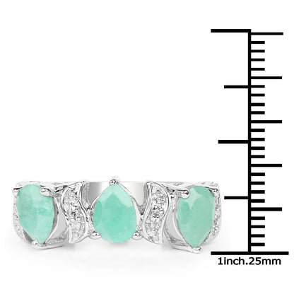 1.87 Carat Genuine Emerald and White Topaz .925 Sterling Silver Ring by Bids.com