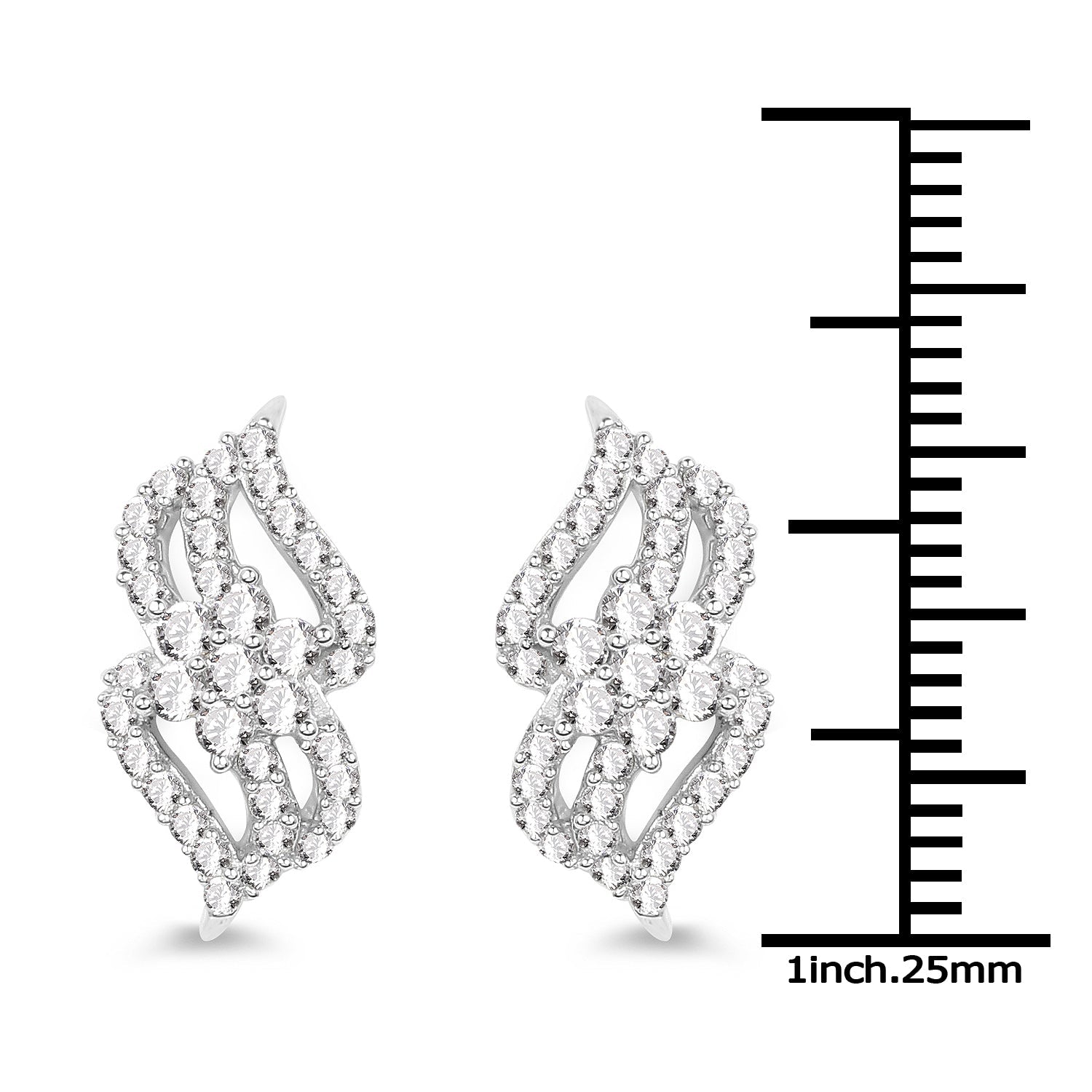 0.68 Carat Genuine White Diamond 14K White Gold Earrings (G-H Color, SI1-SI2 Clarity) by Bids.com