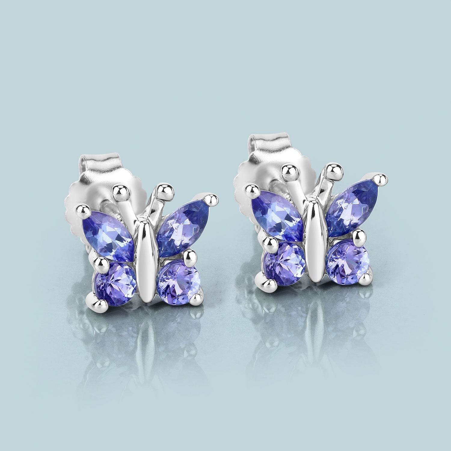 0.96 Carat Genuine Tanzanite .925 Sterling Silver Earrings  DestGlow