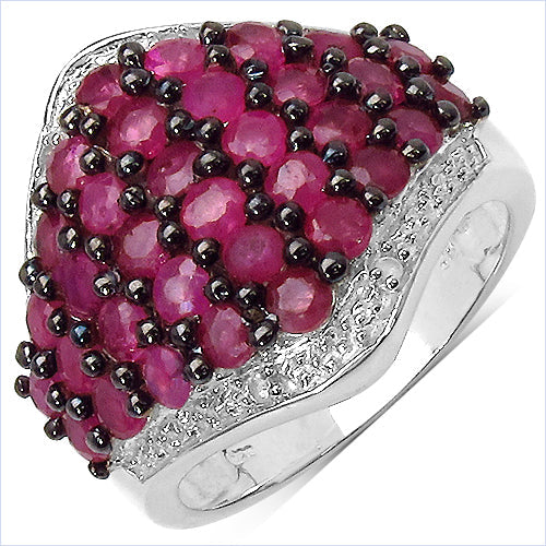 2.76 Carat Genuine Ruby &amp; White Topaz .925 Sterling Silver Ring by Bids.com