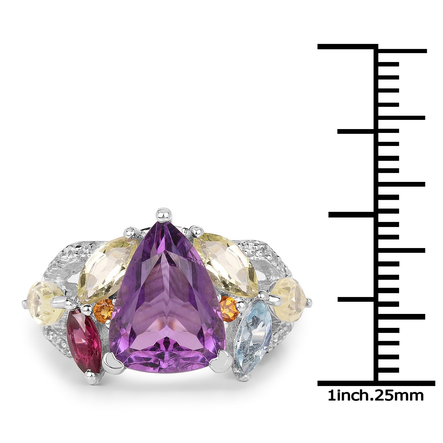 6.30 Carat Genuine Multi Stone .925 Sterling Silver Ring by Bids.com