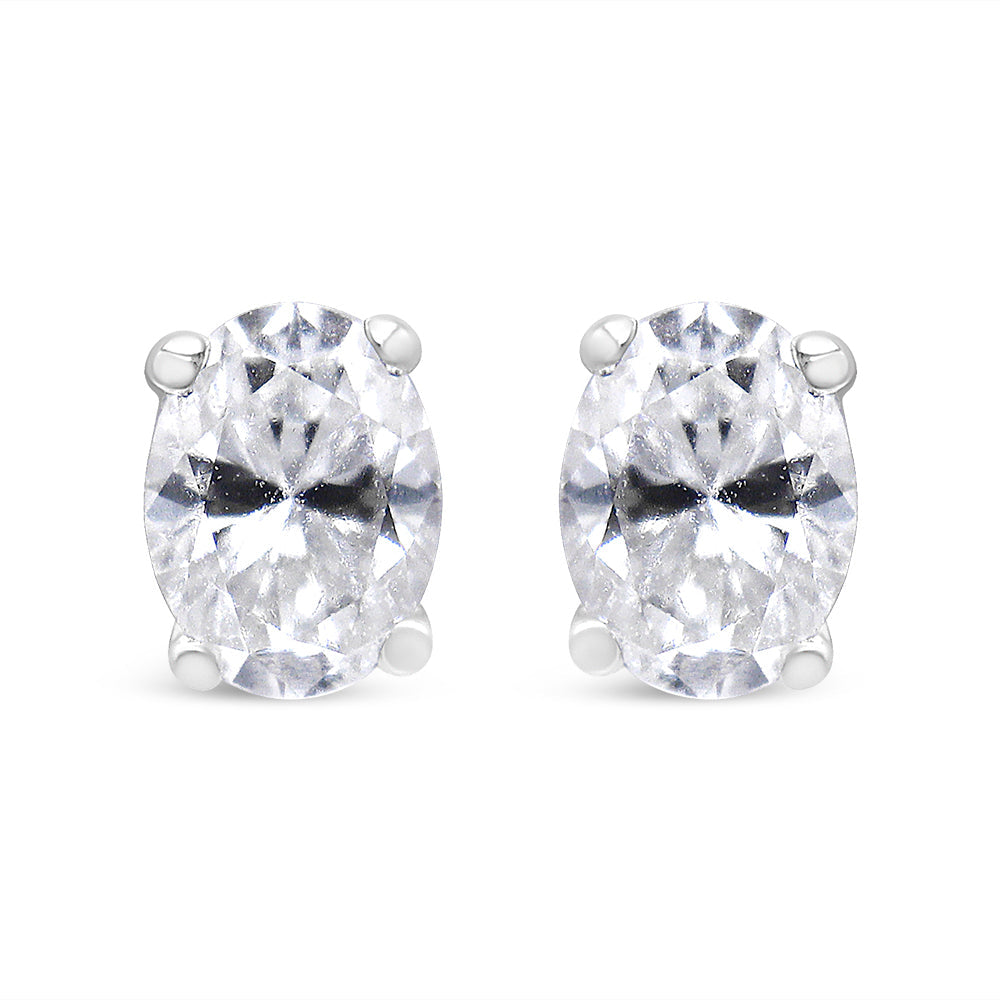 14K White Gold 1.00 Cttw Lab Grown Oval Solitaire Diamond Stud Earrings (F-G Color, VS2-SI1 Clarity) by Bids.com