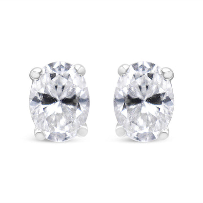 14K White Gold 1.00 Cttw Lab Grown Oval Solitaire Diamond Stud Earrings (F-G Color, VS2-SI1 Clarity) by Bids.com