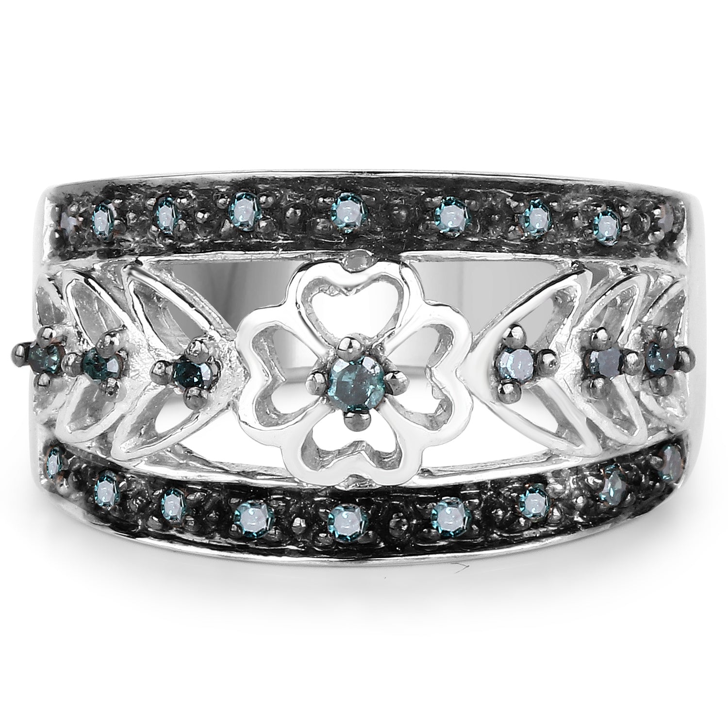 0.31 Carat Genuine Blue Diamond .925 Sterling Silver Ring by Bids.com