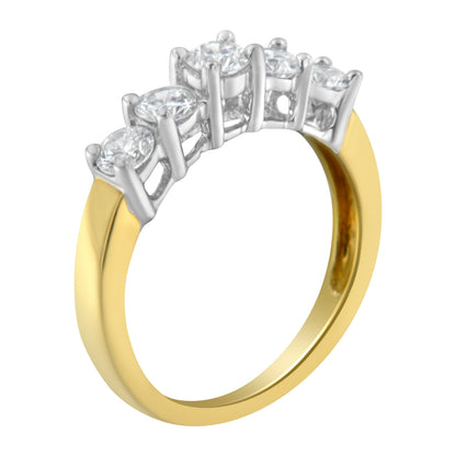 14KT Two Toned Gold 5 Stone Diamond Ring (1 cttw, H-I Color, SI1-SI2 Clarity) by Bids.com