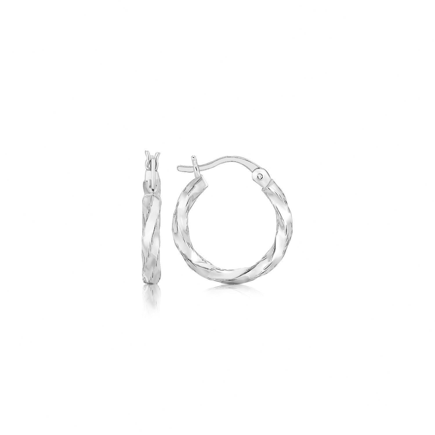 Sterling Silver Polished Twist Design Hoop Earrings by Bids.com