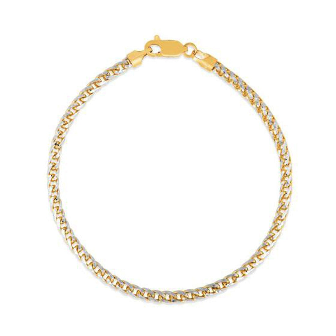 Round Pave Franco Chain Bracelet in 14k Yellow Gold (3.15 mm) by Bids.com