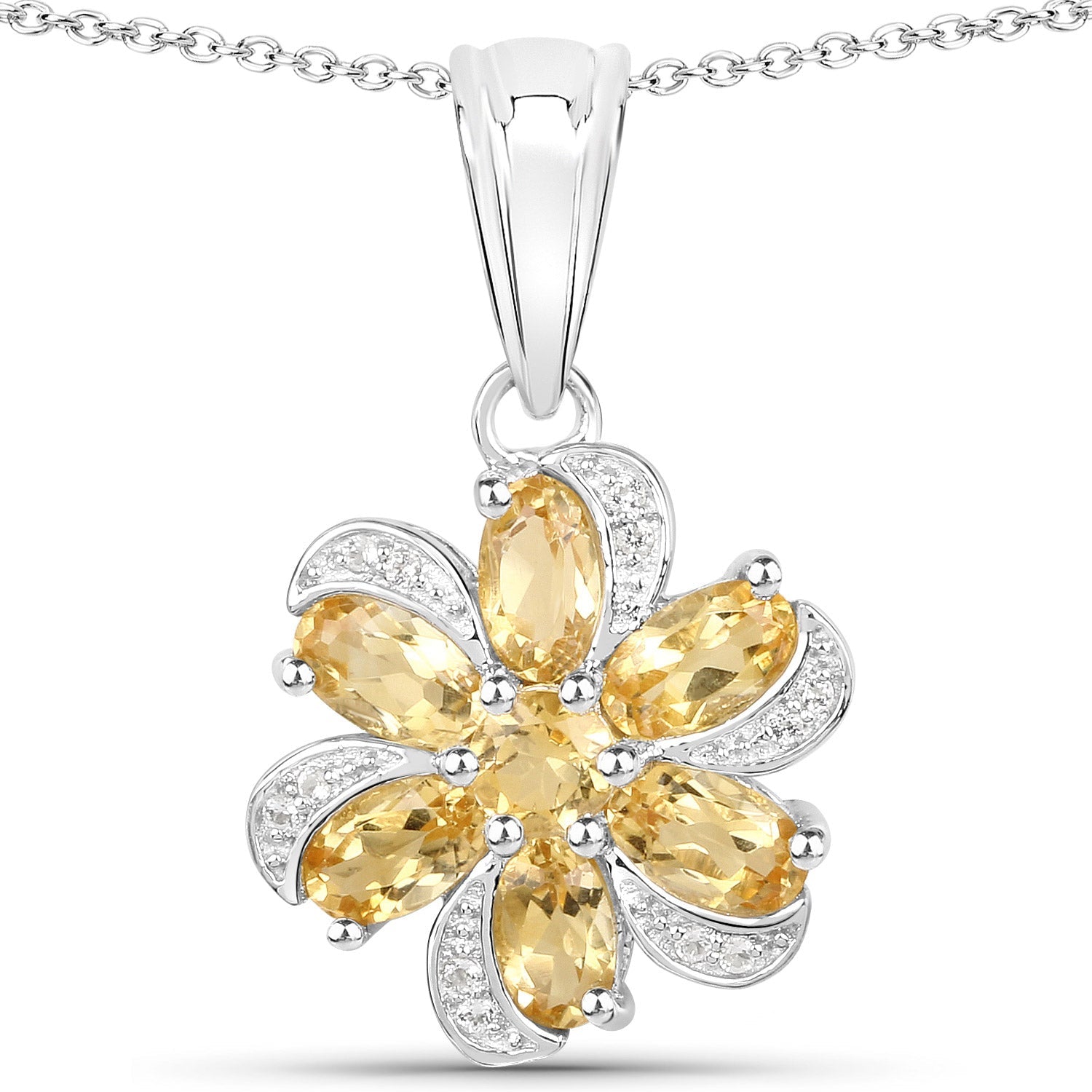 7.92 Carat Genuine Citrine and White Topaz .925 Sterling Silver 3 Piece Jewelry Set (Ring, Earrings, and Pendant w/ Chain) by Bids.com