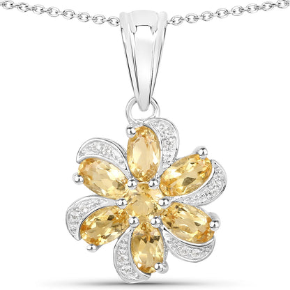 7.92 Carat Genuine Citrine and White Topaz .925 Sterling Silver 3 Piece Jewelry Set (Ring, Earrings, and Pendant w/ Chain) by Bids.com