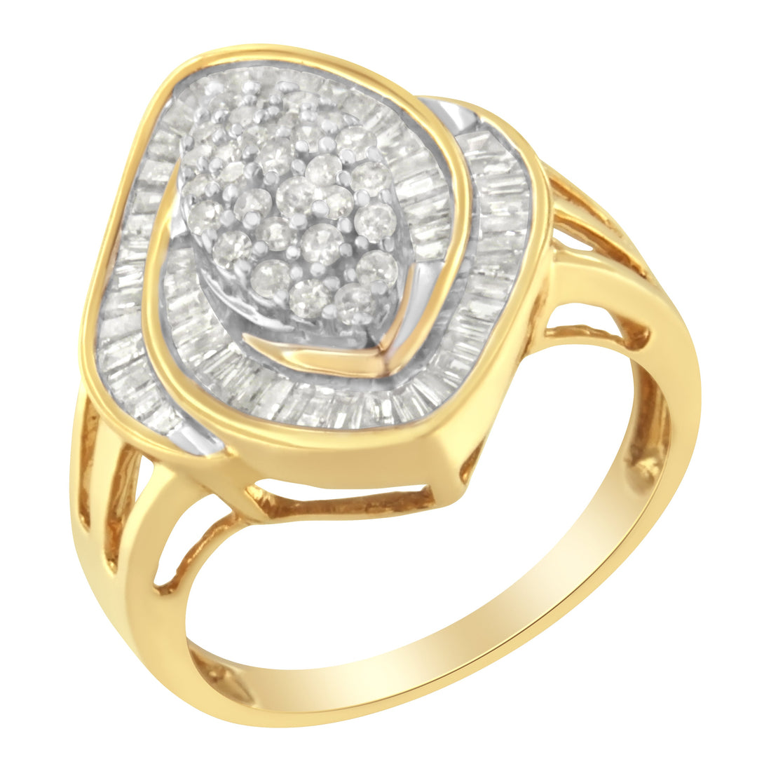 10K Yellow Gold Diamond Cluster Ring (3/4 Cttw, J-K Color, I2-I3 Clarity) - Size 6 by Bids.com