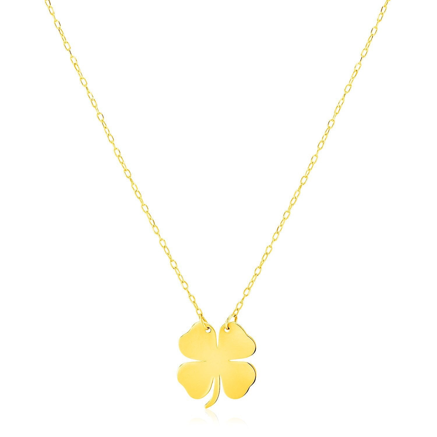 14K Yellow Gold Four Leaf Clover Necklace by Bids.com