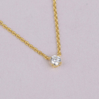 White Moissanite Chain Pendant - 4mm Round Lab Grown Sterling Silver Necklace