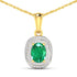1.50 Carat Genuine Zambian Emerald and White Diamond 14K Yellow Gold Pendant by Bids.com