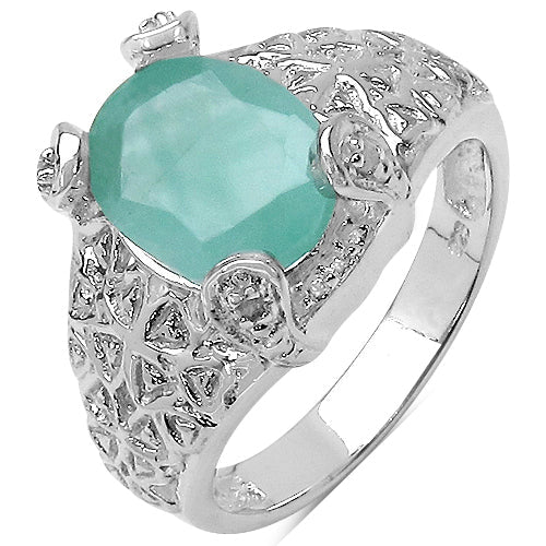 2.52 Carat Genuine Emerald &amp; White Topaz .925 Sterling Silver Ring by Bids.com