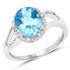 3.29 Carat Genuine Swiss Blue Topaz and White Diamond 10K White Gold Ring  DestGlow