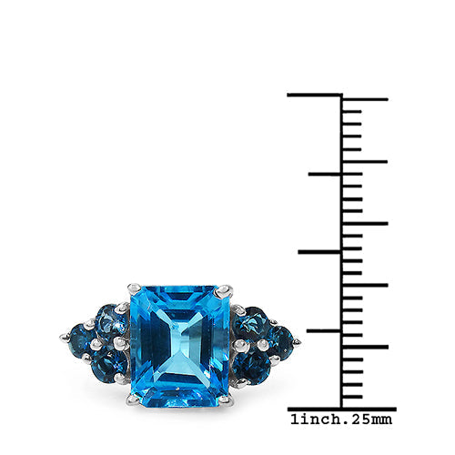 4.72 Carat Genuine Swiss Blue Topaz &amp; London Blue Topaz .925 Sterling Silver Ring by Bids.com