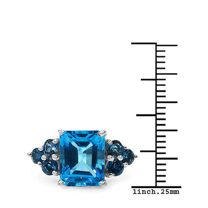 4.72 Carat Genuine Swiss Blue Topaz &amp; London Blue Topaz .925 Sterling Silver Ring by Bids.com