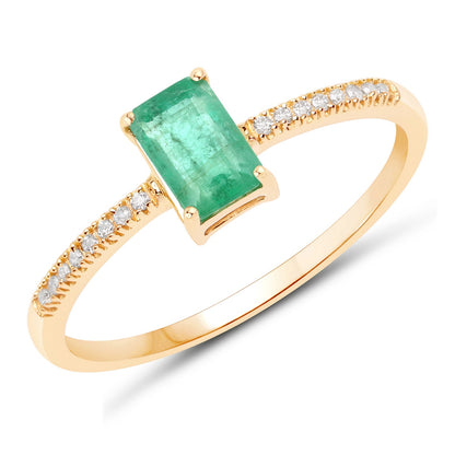 0.59 Carat Genuine Zambian Emerald and White Diamond 14K Yellow Gold Ring by Bids.com