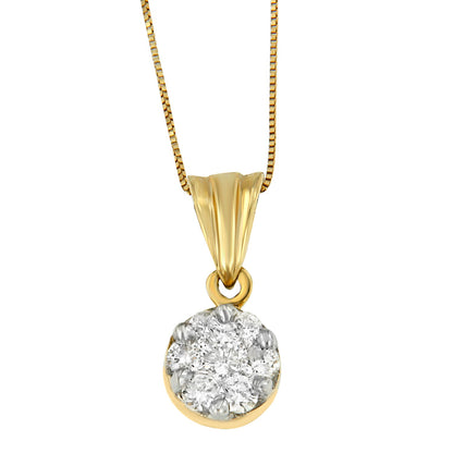 14K Yellow Gold 1/2 cttw Round Cut Diamond Circle Pendant Necklace (H-I, I1-I2) by Bids.com