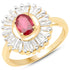 14K Yellow Gold Plated 2.44 Carat Glass Filled Ruby and White Topaz .925 Sterling Silver Ring by Bids.com