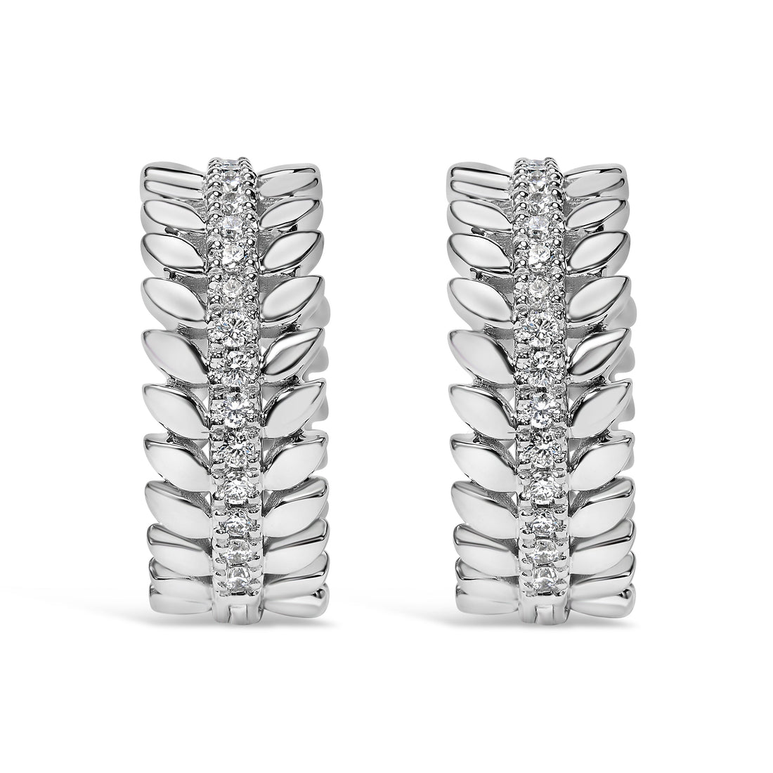 14K White Gold 1/4 Cttw Lab Grown Diamond Leafy Wreath Hoop Earrings (F-G Color, VS1-VS2 Clarity) by Bids.com