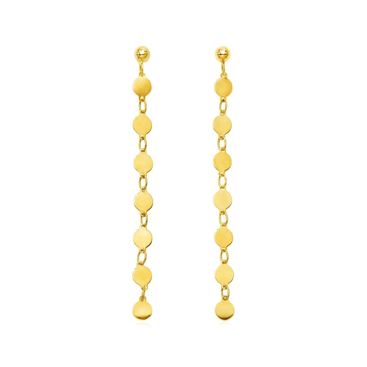 14k Yellow Gold Post Dangle Earrings with Polished Circles by Bids.com