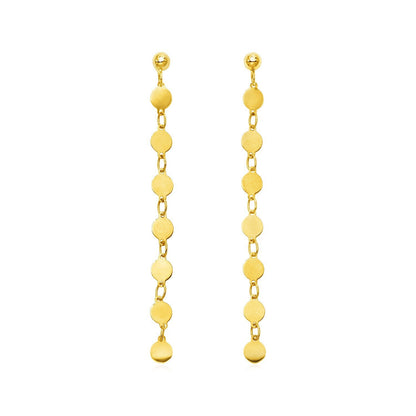 14k Yellow Gold Post Dangle Earrings with Polished Circles by Bids.com