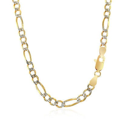 4.0mm 14K Yellow Gold Solid Pave Figaro Chain by Bids.com