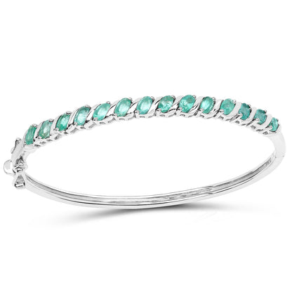 2.66 Carat Genuine Zambian Emerald .925 Sterling Silver Bangle  DestGlow