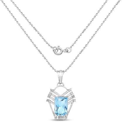 5.76 Carat Genuine Swiss Blue Topaz &amp; White Topaz .925 Sterling Silver Pendant by Bids.com