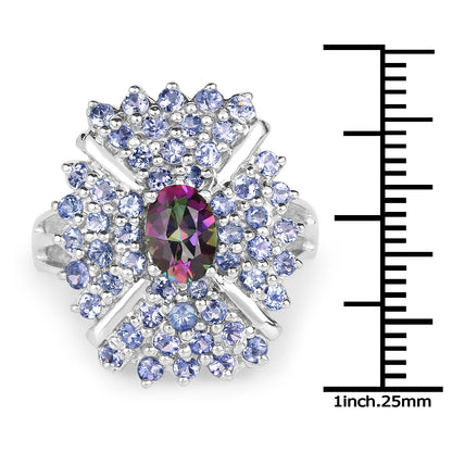 2.86 Carat Genuine Mystic Topaz and Tanzanite .925 Sterling Silver Ring by Bids.com