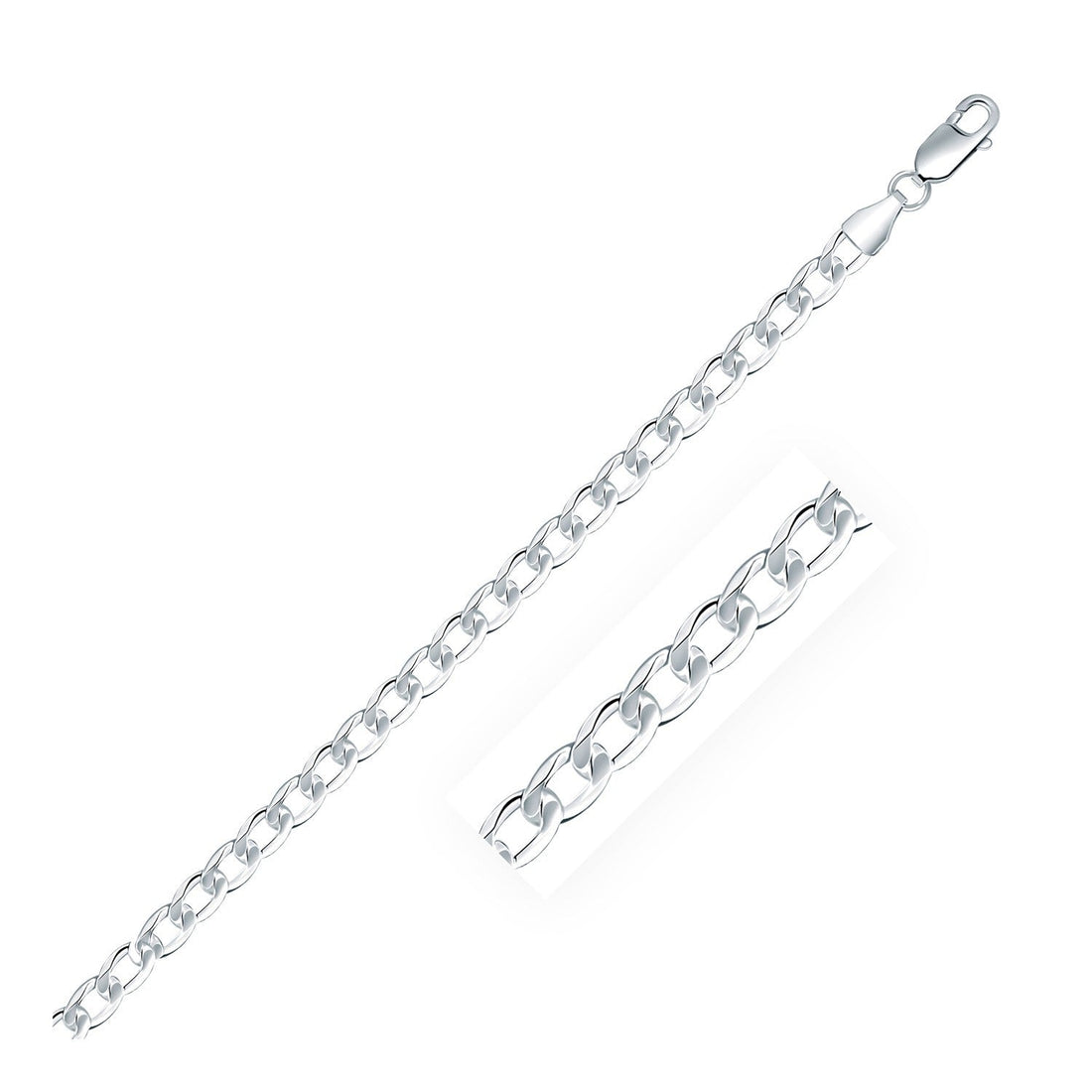 Rhodium Plated 4.7mm Sterling Silver Curb Style Chain by Bids.com