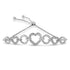 .925 Sterling Silver 1/10 Cttw Round-Cut Diamond Heart-Link Adjustable Bolo Bracelet ( H-I Color, I2-I3 Clarity) - 6"-9" Adjustable by Bids.com