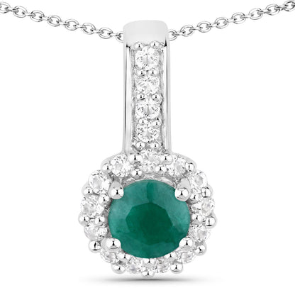 1.81 Carat Dyed Emerald and White Topaz .925 Sterling Silver Jewelry Set by Bids.com