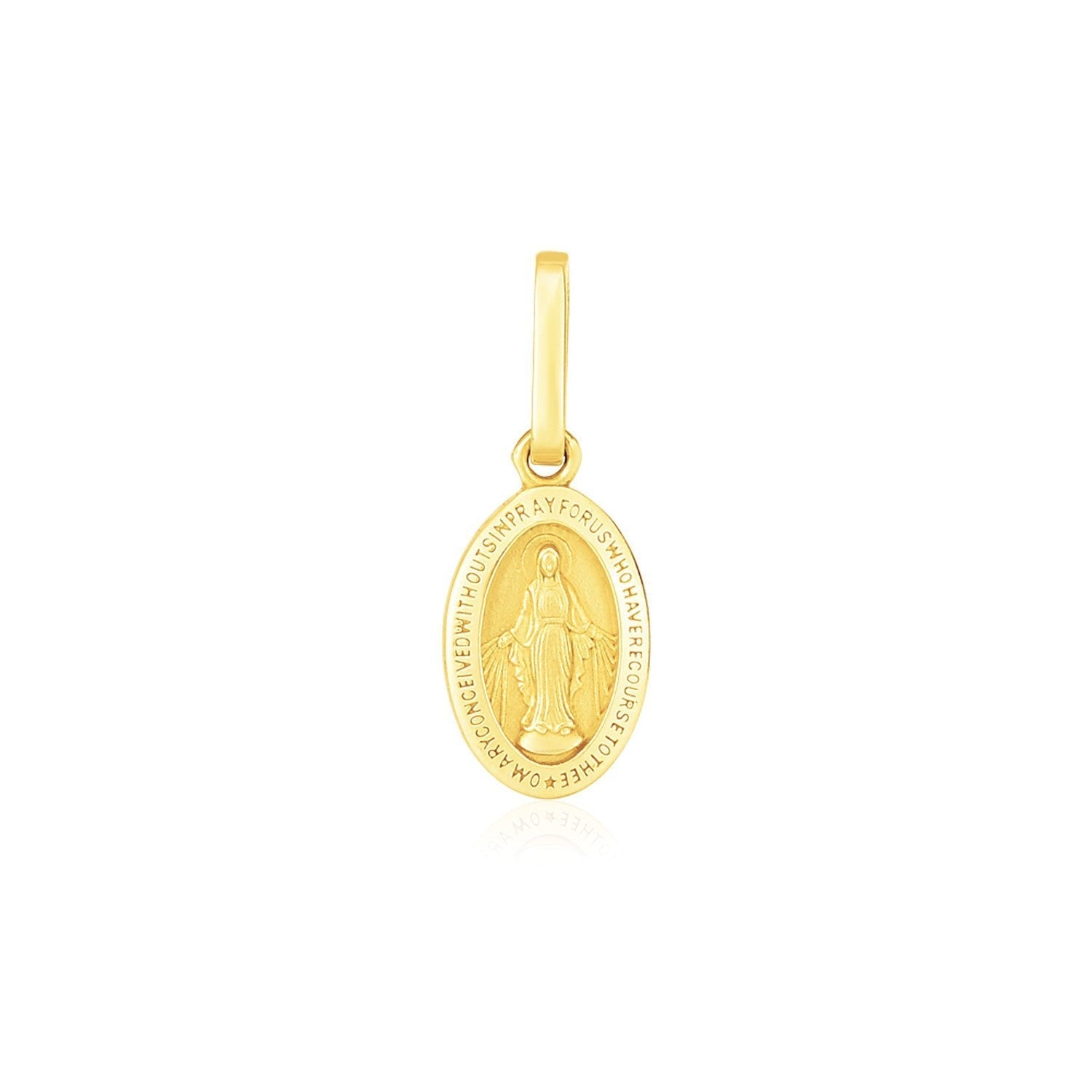 14k Yellow Gold Oval Religious Medal Pendant  DestGlow