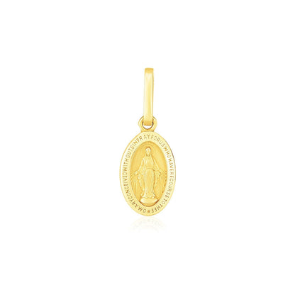 14k Yellow Gold Oval Religious Medal Pendant  DestGlow