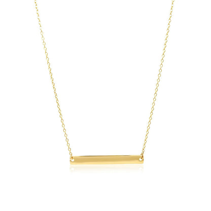 14k Yellow Gold Smooth Flat Horizontal Bar Style Necklace by Bids.com